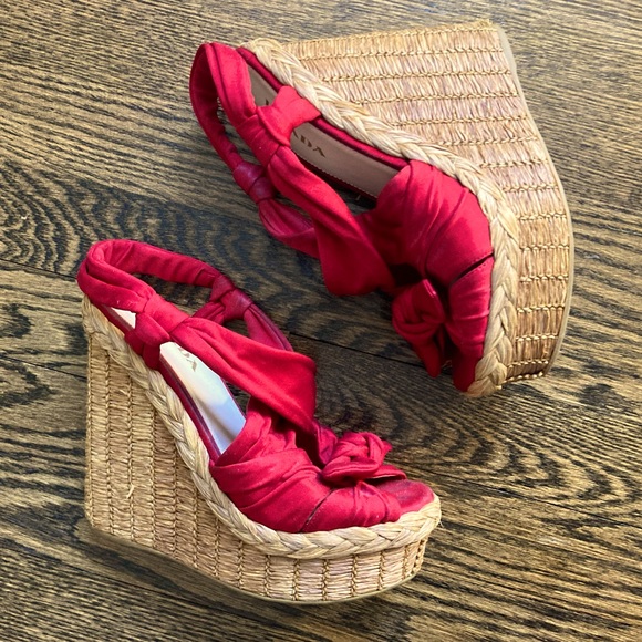 Prada red espadrille platform sandals size 36 1/2 - Picture 5 of 8
